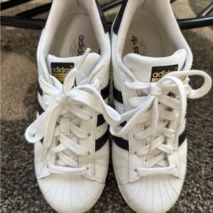Adidas Superstar Classic White Sneakers with Black Stripes